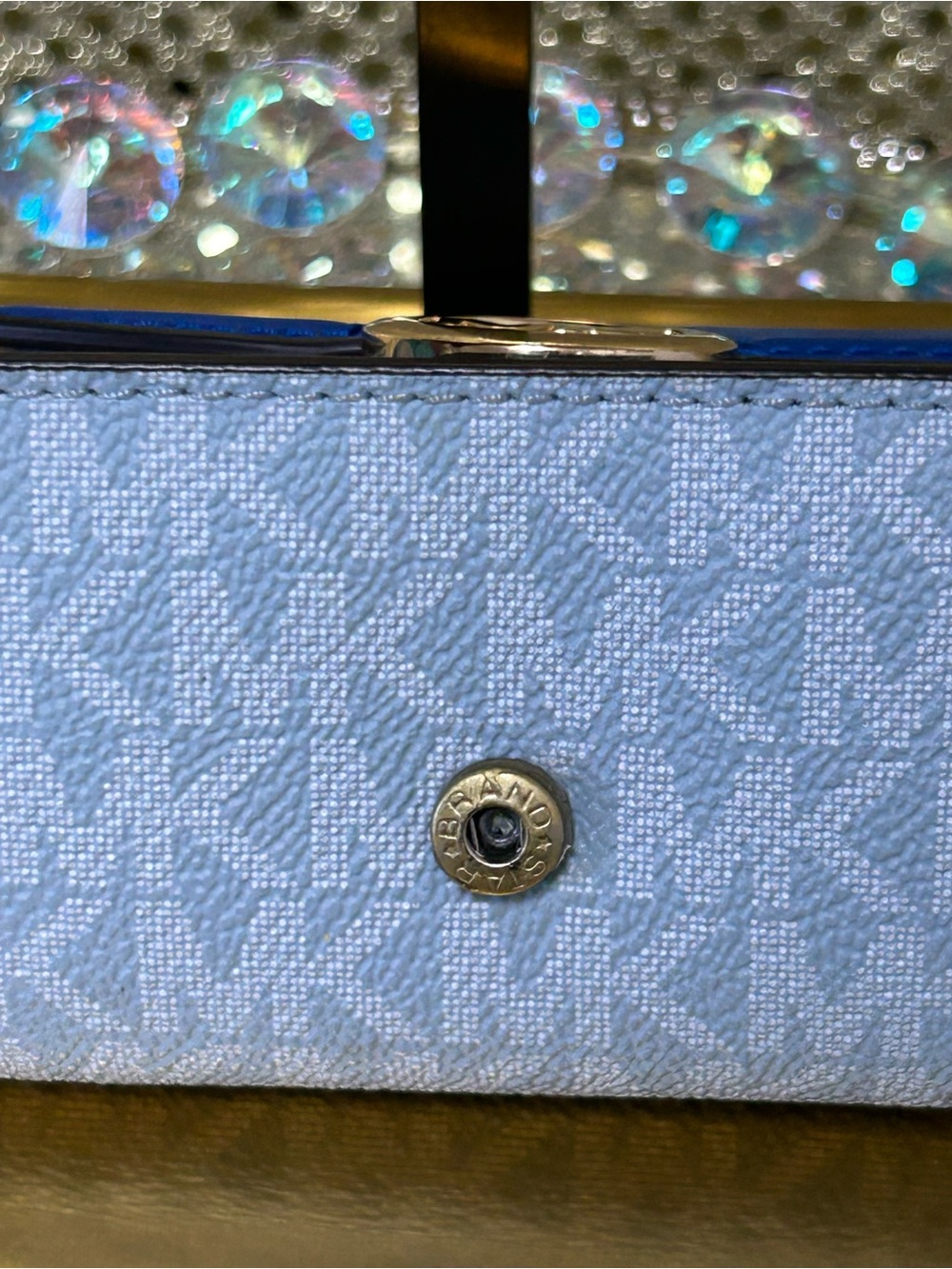 Michael Kors Royal Blue Leather and Light Blue Monogram Key Holder Card Case - Picture 9 of 14